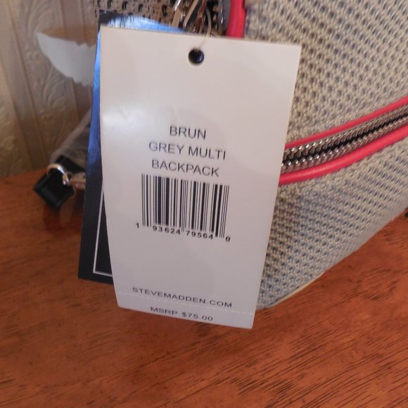 Steve Madden Brun Grey Multi Backpack New With Tags